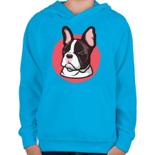 PRINTFASHION Francia bull - Gyerek kapucnis pulóver - Azúrkék gyerek pulóver, kardigán