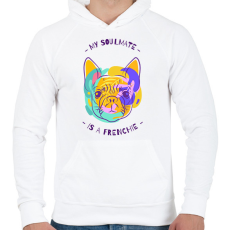 PRINTFASHION Francia Bulldog - Férfi kapucnis pulóver - Fehér