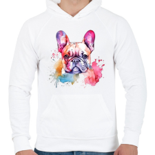 PRINTFASHION Francia bulldog - Férfi kapucnis pulóver - Fehér férfi pulóver, kardigán