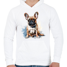 PRINTFASHION francia bulldog - Férfi kapucnis pulóver - Fehér férfi pulóver, kardigán