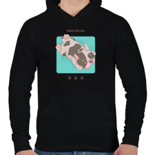 PRINTFASHION Francia Bulldog - Férfi kapucnis pulóver - Fekete férfi pulóver, kardigán