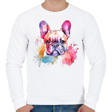 PRINTFASHION Francia bulldog - Férfi pulóver - Fehér férfi pulóver, kardigán