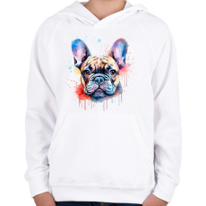 PRINTFASHION Francia bulldog - Gyerek kapucnis pulóver - Fehér