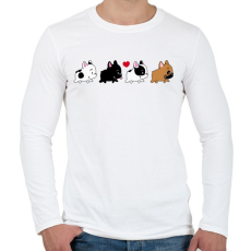 PRINTFASHION Francia bulldog kiskutyák - Férfi hosszú ujjú póló - Fehér