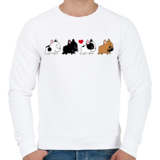PRINTFASHION Francia bulldog kiskutyák - Férfi pulóver - Fehér férfi pulóver, kardigán