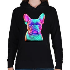 PRINTFASHION Francia bulldog - Női kapucnis pulóver - Fekete női pulóver, kardigán