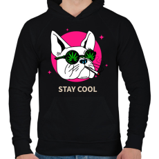 PRINTFASHION Francia Bulldog Weed - Férfi kapucnis pulóver - Fekete