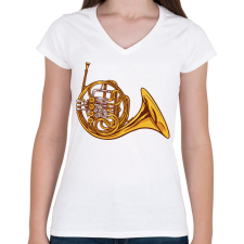 PRINTFASHION Francia kürt - Női V-nyakú póló - Fehér női póló