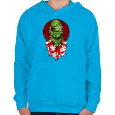 PRINTFASHION Frank nyaral - Gyerek kapucnis pulóver - Azúrkék