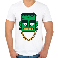 PRINTFASHION Frankenstein - Férfi V-nyakú póló - Fehér férfi póló