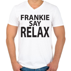 PRINTFASHION frankie-say-relax-black - Férfi V-nyakú póló - Fehér