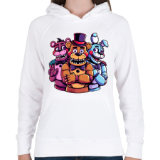 PRINTFASHION Freddy Fazbear and friends - Női kapucnis pulóver - Fehér női pulóver, kardigán