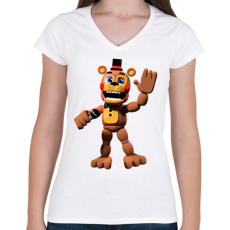PRINTFASHION Freddy - Fazbear & Friends FNAF - Női V-nyakú póló - Fehér
