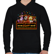PRINTFASHION Freddy Fazbear's Pizzeria - Férfi kapucnis pulóver - Fekete férfi pulóver, kardigán