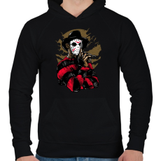 PRINTFASHION Freddy & Jason - Férfi kapucnis pulóver - Fekete