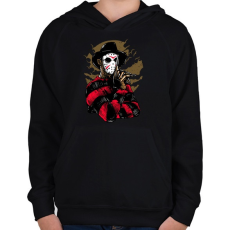 PRINTFASHION Freddy & Jason - Gyerek kapucnis pulóver - Fekete