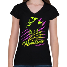PRINTFASHION Freddy Krueger - Női V-nyakú póló - Fekete női póló