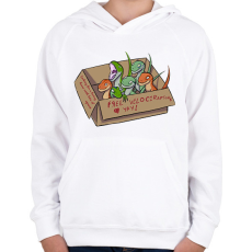 PRINTFASHION Free velociraptors - Gyerek kapucnis pulóver - Fehér