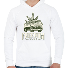 PRINTFASHION freedom club - weed and travel - Férfi kapucnis pulóver - Fehér férfi pulóver, kardigán