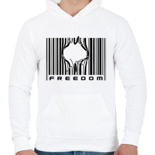 PRINTFASHION Freedom - Férfi kapucnis pulóver - Fehér férfi pulóver, kardigán