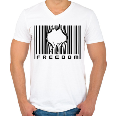 PRINTFASHION Freedom - Férfi V-nyakú póló - Fehér