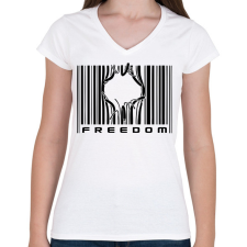 PRINTFASHION Freedom - Női V-nyakú póló - Fehér női póló