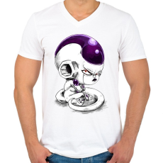 PRINTFASHION Freeza - Férfi V-nyakú póló - Fehér