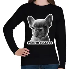 PRINTFASHION french bulldog - Női pulóver - Fekete női pulóver, kardigán
