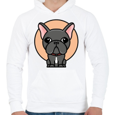 PRINTFASHION Frenchie - Férfi kapucnis pulóver - Fehér férfi pulóver, kardigán