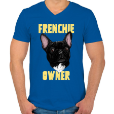 PRINTFASHION FRENCHIE OWNER 2 - Férfi V-nyakú póló - Királykék férfi póló