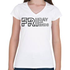 PRINTFASHION Friday with Friends - Black - Női V-nyakú póló - Fehér női póló