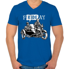 PRINTFASHION fRIDEay  - Férfi V-nyakú póló - Királykék férfi póló