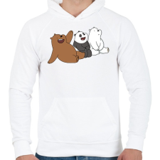 PRINTFASHION Friend Bears 2 - Férfi kapucnis pulóver - Fehér férfi pulóver, kardigán