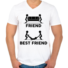 PRINTFASHION Friend - Best friend - Férfi V-nyakú póló - Fehér férfi póló
