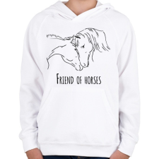 PRINTFASHION Friend of horses - Gyerek kapucnis pulóver - Fehér gyerek pulóver, kardigán