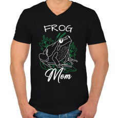 PRINTFASHION Frog Mom - Férfi V-nyakú póló - Fekete
