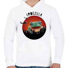 PRINTFASHION Frogzilla - Férfi kapucnis pulóver - Fehér férfi pulóver, kardigán