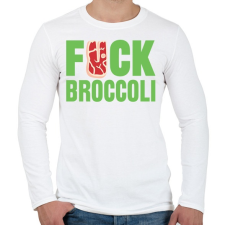 PRINTFASHION FUCK brokkoli - Férfi hosszú ujjú póló - Fehér férfi póló