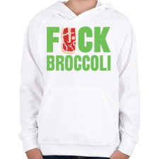 PRINTFASHION FUCK brokkoli - Gyerek kapucnis pulóver - Fehér gyerek pulóver, kardigán