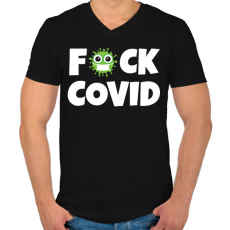 PRINTFASHION FUCK COVID 2 - Férfi V-nyakú póló - Fekete