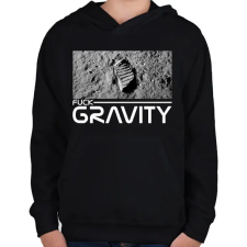 PRINTFASHION Fuck Gravity - Gyerek kapucnis pulóver - Fekete gyerek pulóver, kardigán