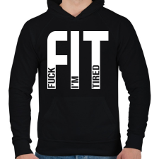 PRINTFASHION Fuck I'm Tired - Férfi kapucnis pulóver - Fekete férfi pulóver, kardigán