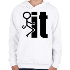 PRINTFASHION FUCK IT - Gyerek kapucnis pulóver - Fehér