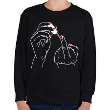 PRINTFASHION fuck off manikur - Gyerek pulóver - Fekete gyerek pulóver, kardigán
