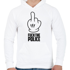 PRINTFASHION Fuck the police - Férfi kapucnis pulóver - Fehér férfi pulóver, kardigán