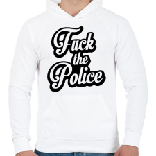 PRINTFASHION fuck the police - Férfi kapucnis pulóver - Fehér férfi pulóver, kardigán