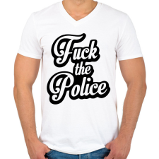 PRINTFASHION fuck the police - Férfi V-nyakú póló - Fehér férfi póló