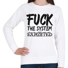 PRINTFASHION FUCK THE SYSTEM 2 - Női pulóver - Fehér női pulóver, kardigán