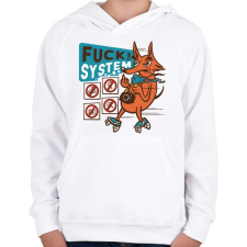 PRINTFASHION Fuck The System - Gyerek kapucnis pulóver - Fehér gyerek pulóver, kardigán
