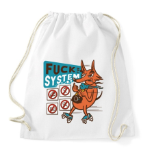 PRINTFASHION Fuck The System - Sportzsák, Tornazsák - Fehér tornazsák